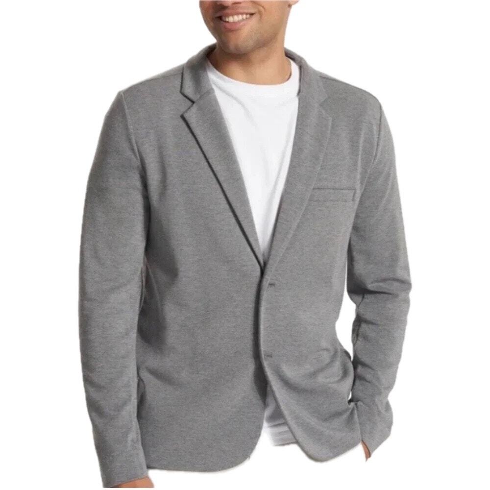 Men's Vuori Vail Blazer Heather Grey Performance Modal Stretch Travel Jacket